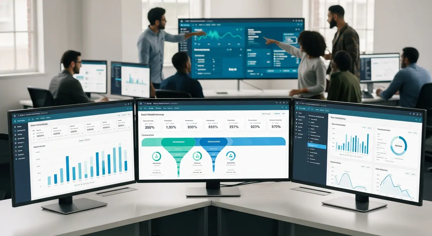 Dashboard marketing produit avec métriques d'acquisition