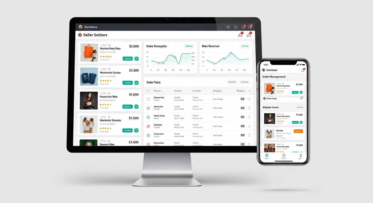 Interface ShopFlex — marketplace SaaS multi-vendeurs