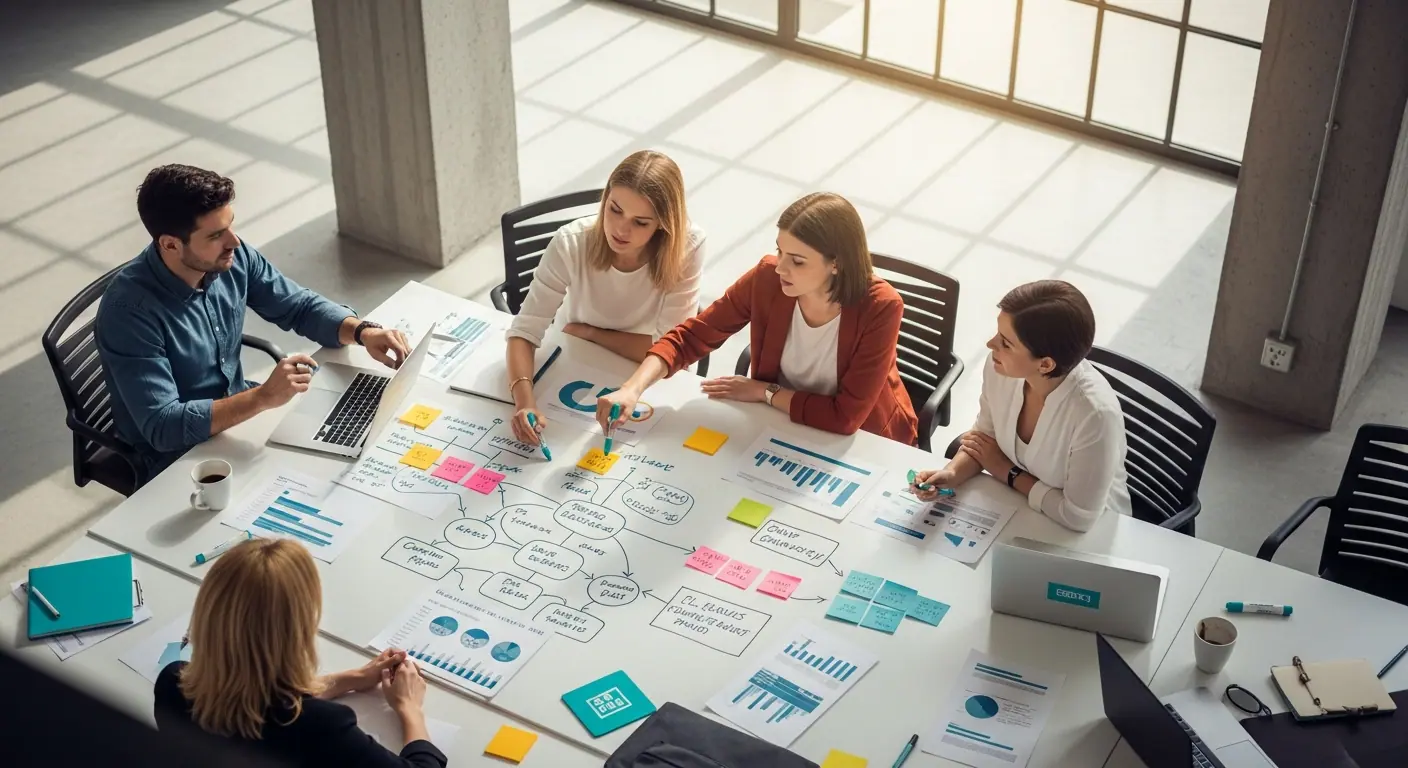 Équipe élaborant une stratégie de lancement SaaS