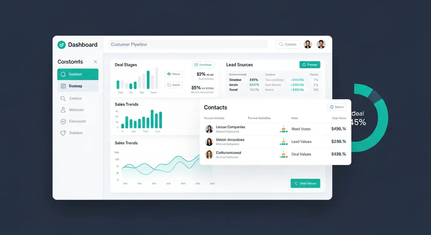 Interface CRM SaaS développée par le studio